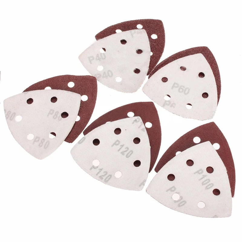 10pcs Mouse Sanding Sheets 40 60 80 100 120Grit Sanding Discs Sanding Sheets Triangle Sander Grinder Paper for Abrasive Tools