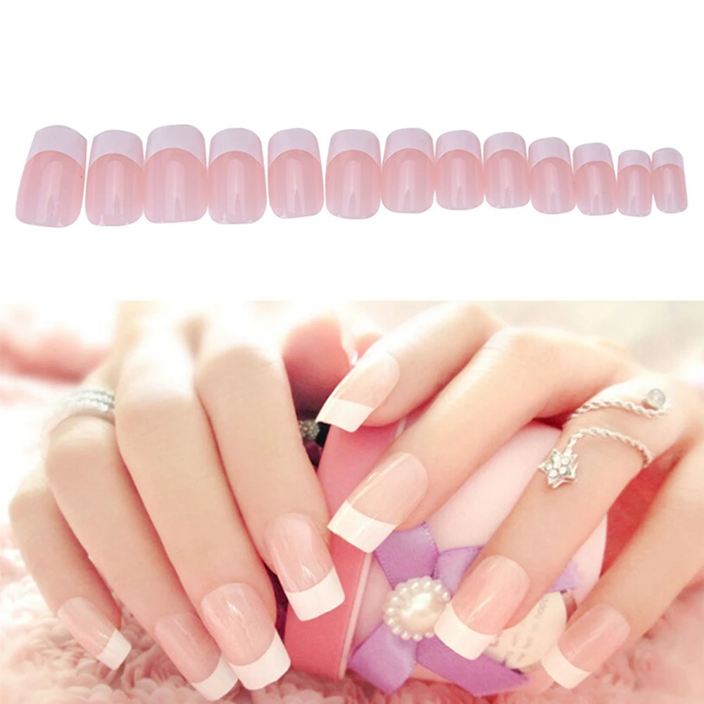 

24Pcs French Fake False Nail Fake False Nails Tips Acrylic Full-Artificial Nails Artificial Fake Nails