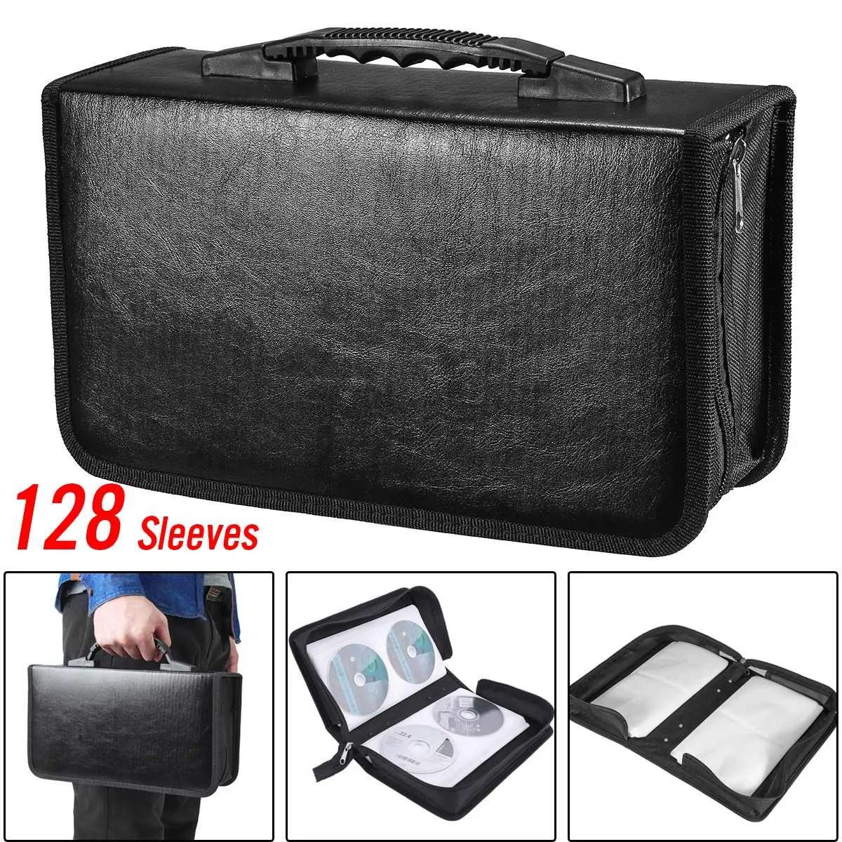 

Disc CD DVD Case Storage Bag Album Collection Holder Box Carrying Organizer Disc Blu-Ray DJ Storage Wallets PU leather 128pcs