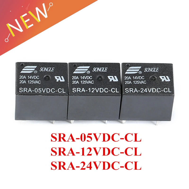 

2PCS Relays SRA-05VDC-CL SRA-12VDC-CL SRA-24VDC-CL 5V 12V 24V 20A 125VAC 5PIN T74 DC Power Relays