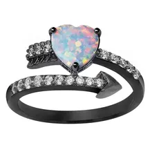 

Sexy Mom New Fashionh Colors Heart Opal Ring Silver-color Ring Wedding Accessories Engagement For Women Colorful Stone Rings