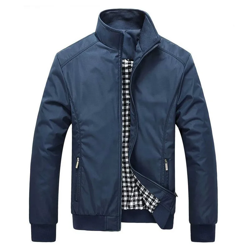 

Men's Jacket Spring Autumn Fashion Overcoat 2016 New Arrival Stand Collar Slim Casual Style Whole Sale 3 Colors 3xl Jacket MY290