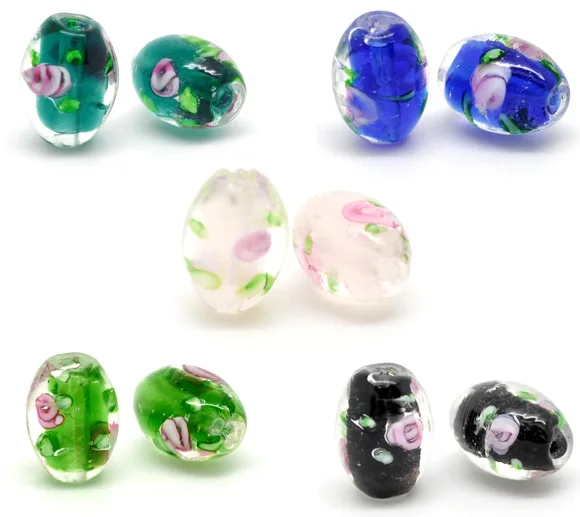 

DoreenBeads Mixed Flower Glass Lampwork Beads 14x10mm, sold per lot of 50 (B15158), yiwu