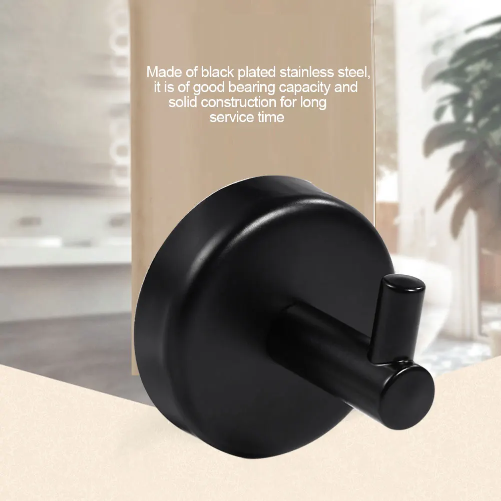 

Stainless Steel Hat Scarf Hanger Wall Mounted Shower Towel Coat Robe Hooks Kitchen Bathroom Storage Hook Black Durable