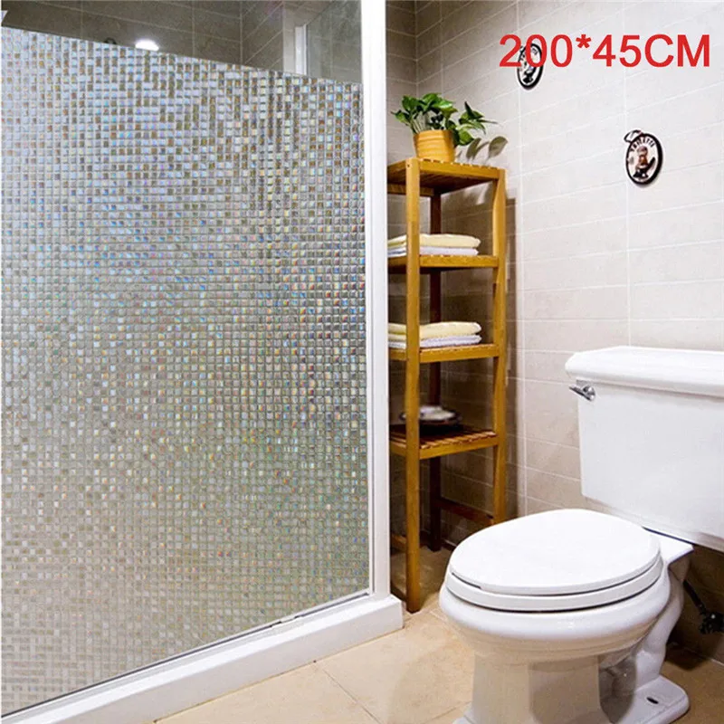 

45x200cm 3D Static Cling Shading Window Film Sticker Door Glass Paper Frosted Privacy Vinyl Cover Opaque Bathroom Toilet Decor