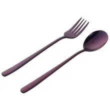 Нержавеющая стальная длинная ручка набор ложек и вилок серебро