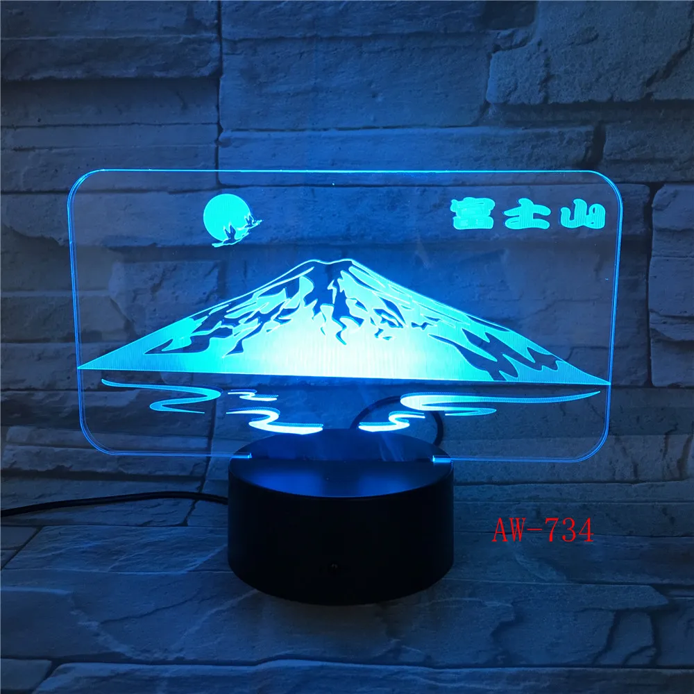 Japan's Mount Fuji Shape 3D Lamp Sun Colorful LED Night Light Snow Mountain Desk Table USB Decorative AW-734 | Лампы и освещение