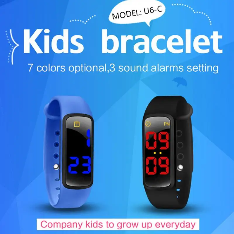 

Kid's Smart Watch 3-color LED Display Music Smart Reminder Fashion Wrist Band IP67 Waterproof Smart Bracelet For Children