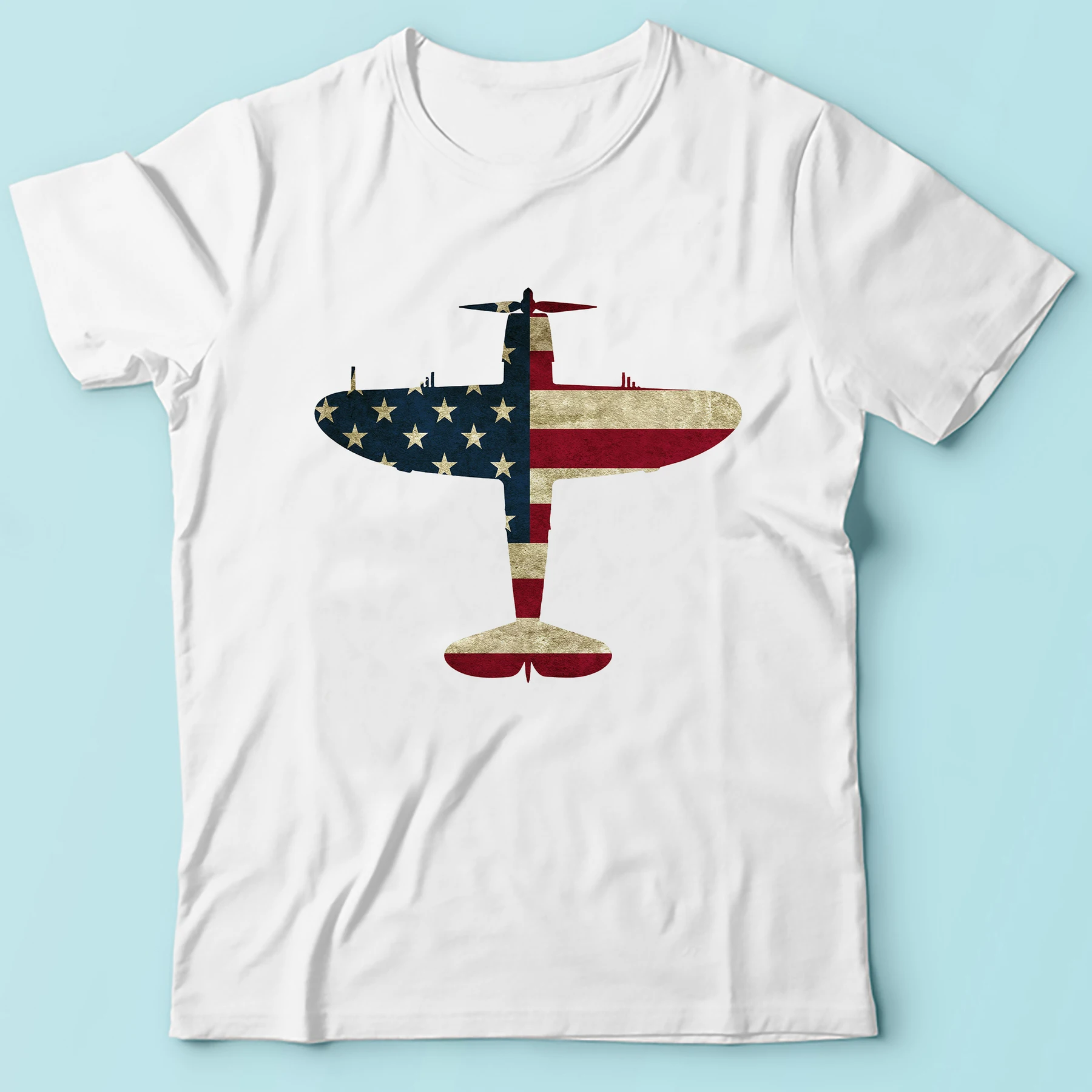 

Retro Flag design WW2 P-47 Thunderbolt Aircraft unisex tshirt homme new white casual short sleeve p47 T Shirt men