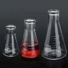 1 Uds Erlenmeyer frasco de vidrio borosilicato cuello estrecho triángulo cónico frasco laboratorio equipo químico 50ml 100ml 250ml