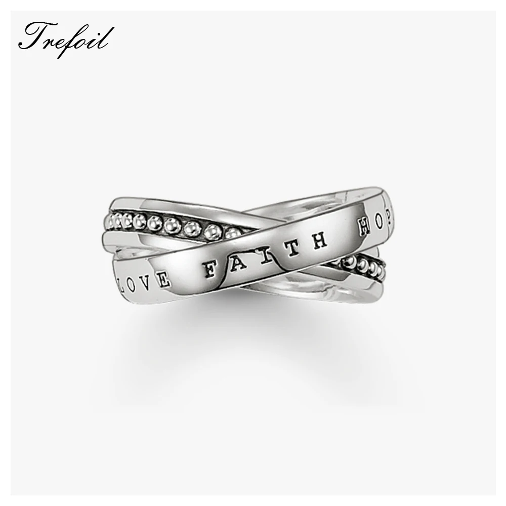 Faith Hope Love Wedding Bands Rings, 925 Sterling Silver Fashion