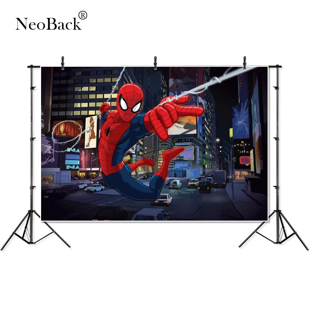 

Thin Vinyl Night Street Mall Spider Man children baby kids Photography Backgrounds professional indoor studio Photo Backdrops