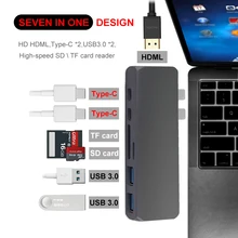 Концентратор USB type C до 4K HDMI адаптер Thunderbolt 3 Dual USB 3,1 type-C концентратор TF SD PD кардридер для нового MacBook Pro 13 15