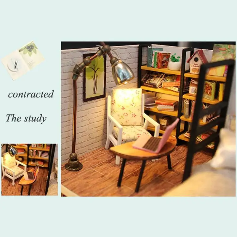 DIY Wooden DollHouse Handmade Building Blocks Dollhouse Miniatures DollHouse Kits for Gift