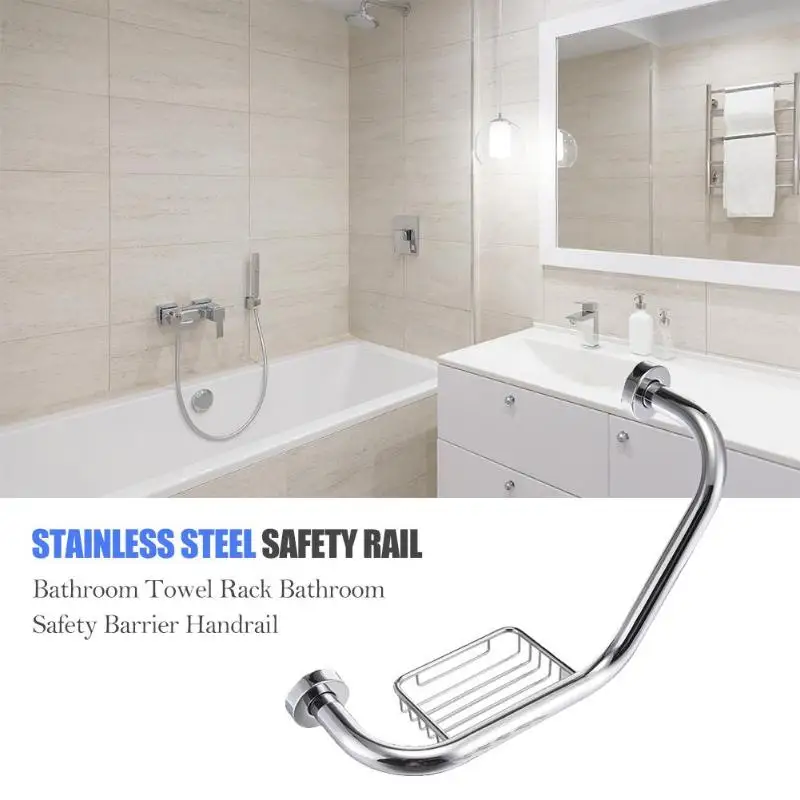 

Bathroom Stainless Steel Handle Bathtub Grab Bar Safety Handrail Towel Rack