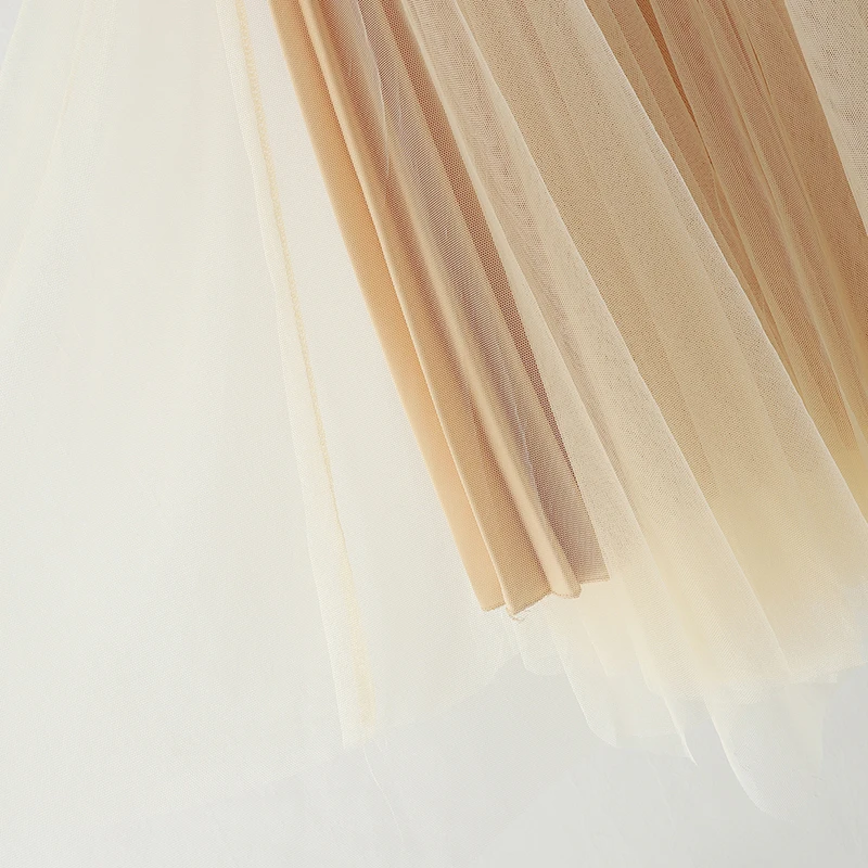 Женская Асимметричная сетчатая юбка плиссированная до середины икры, однотонная, с завышенной талией, в консервативном стиле, Весенняя мода