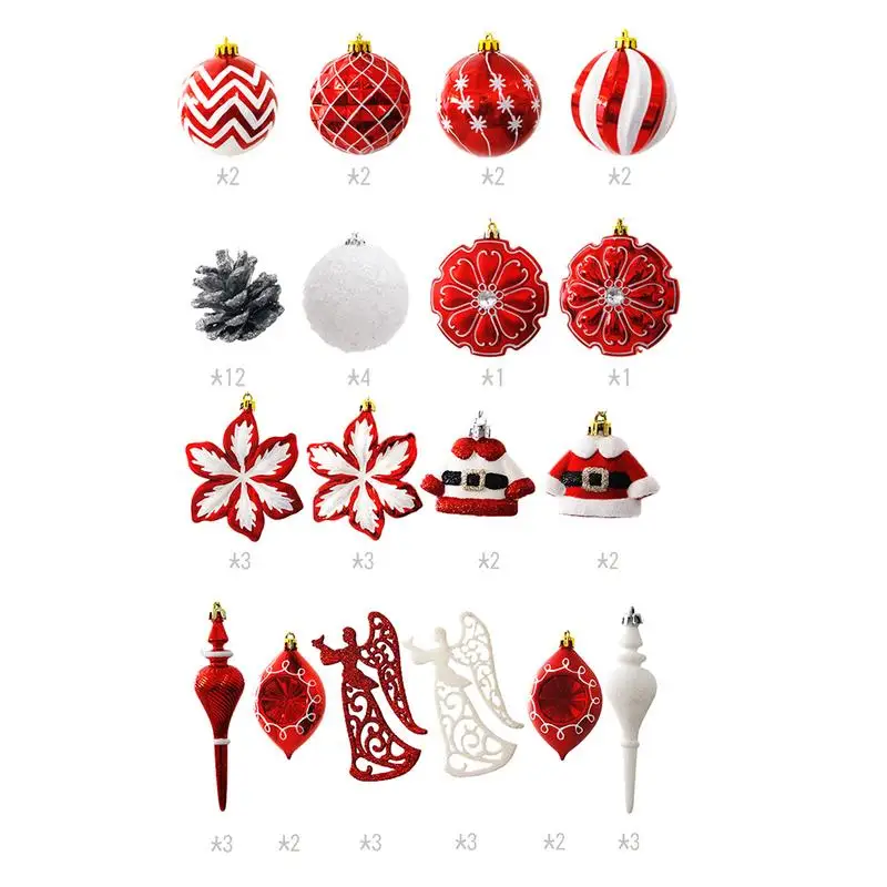 

52pcs/lot Christmas Tree Decor Ball Bauble Xmas Party Hanging Ball Ornament Decorations For Home Christmas Decorations Gift