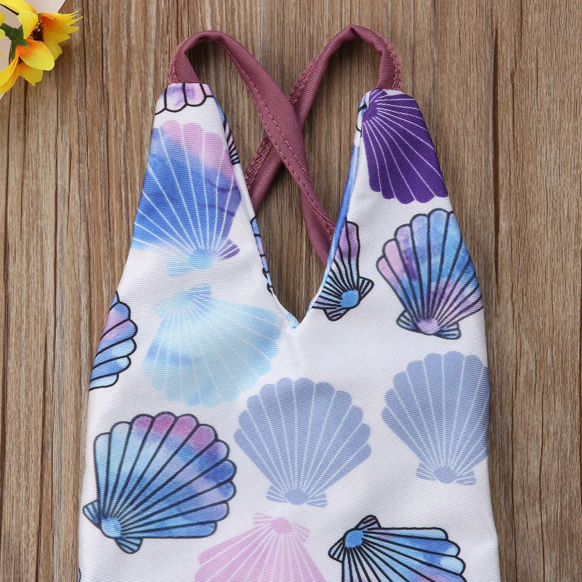 Купальный костюм для маленьких девочек с принтом в виде ракушки бикини бандаж v