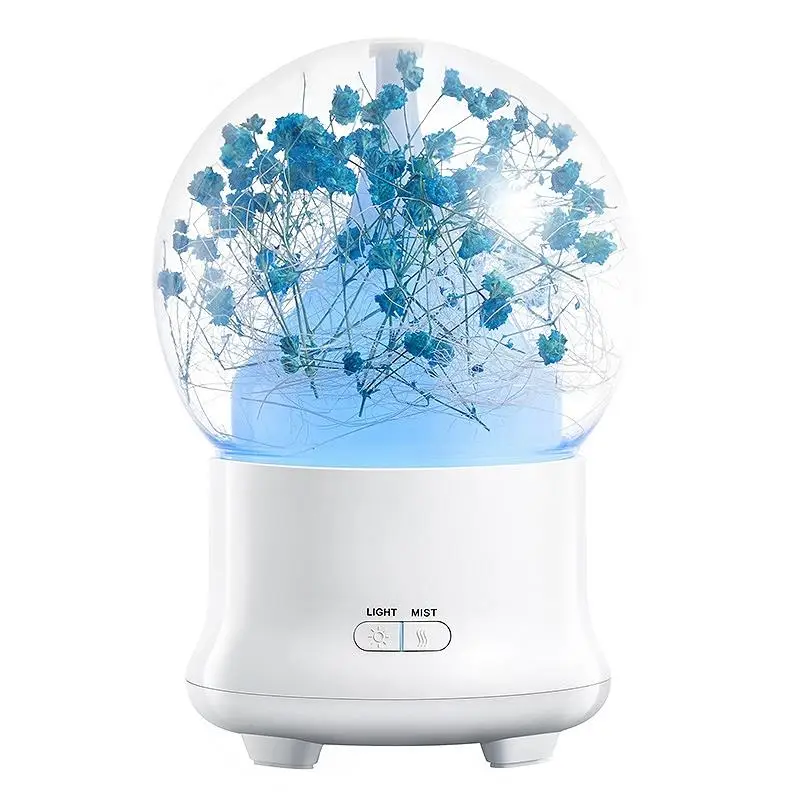 

Top Sale Gift Preserved Fresh Flower Essential Oil Aroma Diffuser Ultrasonic Humidifier With Changing Night Light US Plug