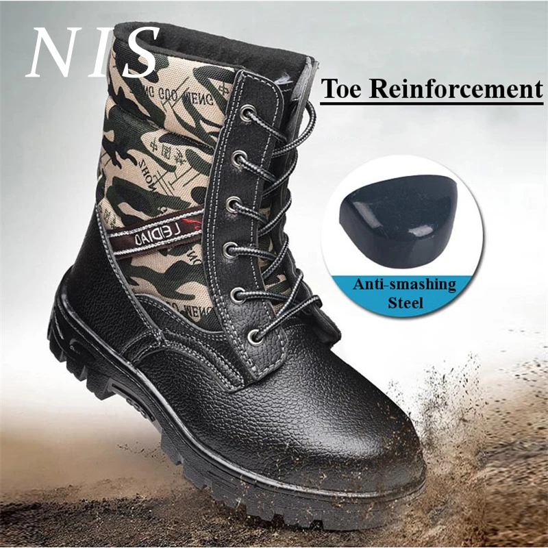 

NIS Lightweight Bulletproof Steel Toe AtreGo Work Safety Shoes Men Snow Boots Winter Plush Fur-lined Ankle Boots Hiking Sneakers
