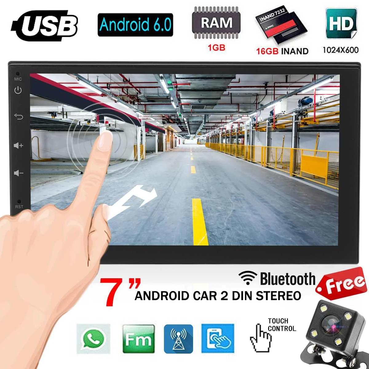 

7 inch Android 2 DIN Bluetooth WiFi Car Radio Stereo Audio Video MP5 Player GPS Navigation Autoradio + Rear View Camera