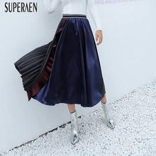 SuperAen, Европейская мода, женская юбка, весна, новинка, дикая юбка, женская, хлопок, повседневная, высокая талия, плиссированная юбка для женщин