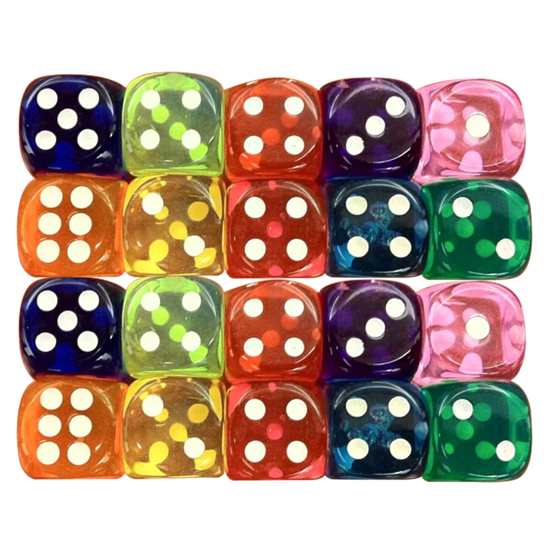 

14mm Colorful 10pcs/set Acrylic Transparent d6 Dice,6 sided red blue green yellow purple Dice for Drinking Board Game
