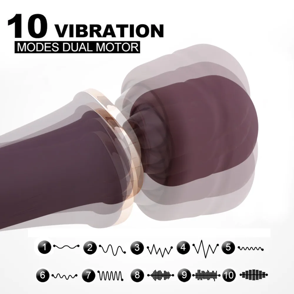10 velocidades Magic AV Wand USB recargable lesbianas Clit vibrador juguete sexual para mujeres vib