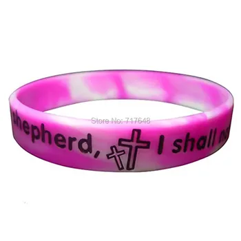 

100pcs Psalms 23:1 Bible Verse wristband silicone bracelets free shipping by epacket A