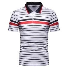 2019 Free Shipping New Summer Men's Short Sleeve Polo Shirt Male Contrast Color Stripe Print Slim Lapel Casual Mens Polo Shirt 2019 Free Shipping New Summer Men's Short Sleeve Polo Shirt Male Contrast Color Stripe Print Slim Lapel Casual Mens Polo Shirt
