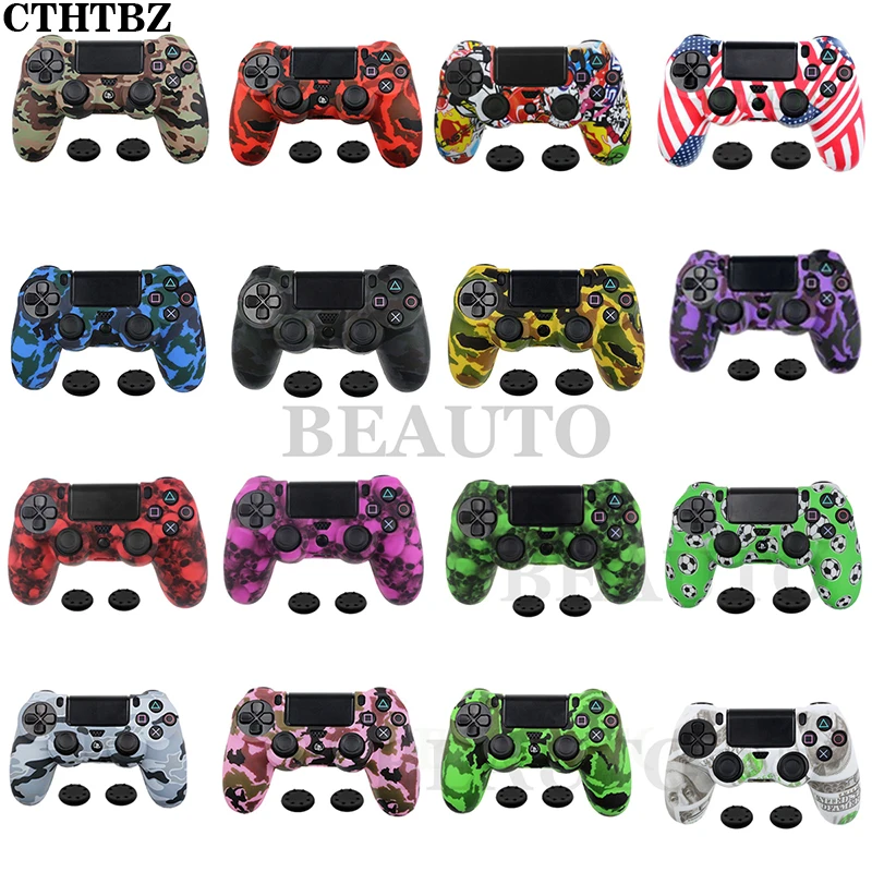 

Camouflage Controller Rubber Grip Caps Silicone Skin Cover Case for playstation 4 PS4 Pro Slim