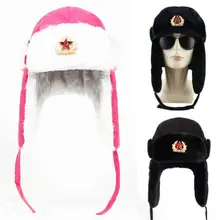 Русский мужские армейские шапка ушанка кожаная куртка-пилот советский солдат зимний меховой опушкой Лидер продаж