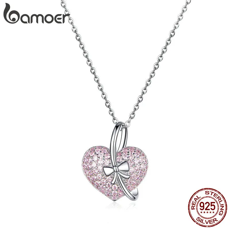 Bamoer Heart Silver Necklace 925 Luminous Pink Cz Bowknot Pendant Necklaces For Women Fine Jewelry Gifts Her 45Mm Bsn049 huismerk kopen in de aanbieding Bamoer Heart Silver Necklace 925 Luminous Pink Cz Bowknot Pendant Necklaces For Women Fine Jewelry Gifts Her 45Mm Bsn049 huismerk kopen in de aanbieding