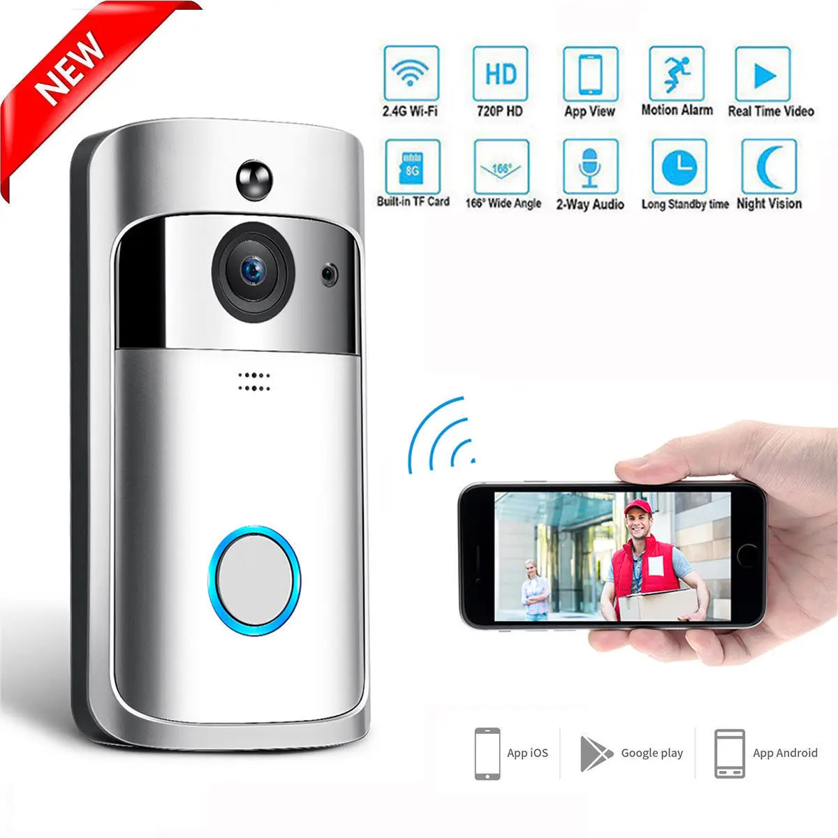 Беспроводной Смарт Wi Fi дверные звонки ИК телефон дистанционный дверной звонок безопасности камера домофон