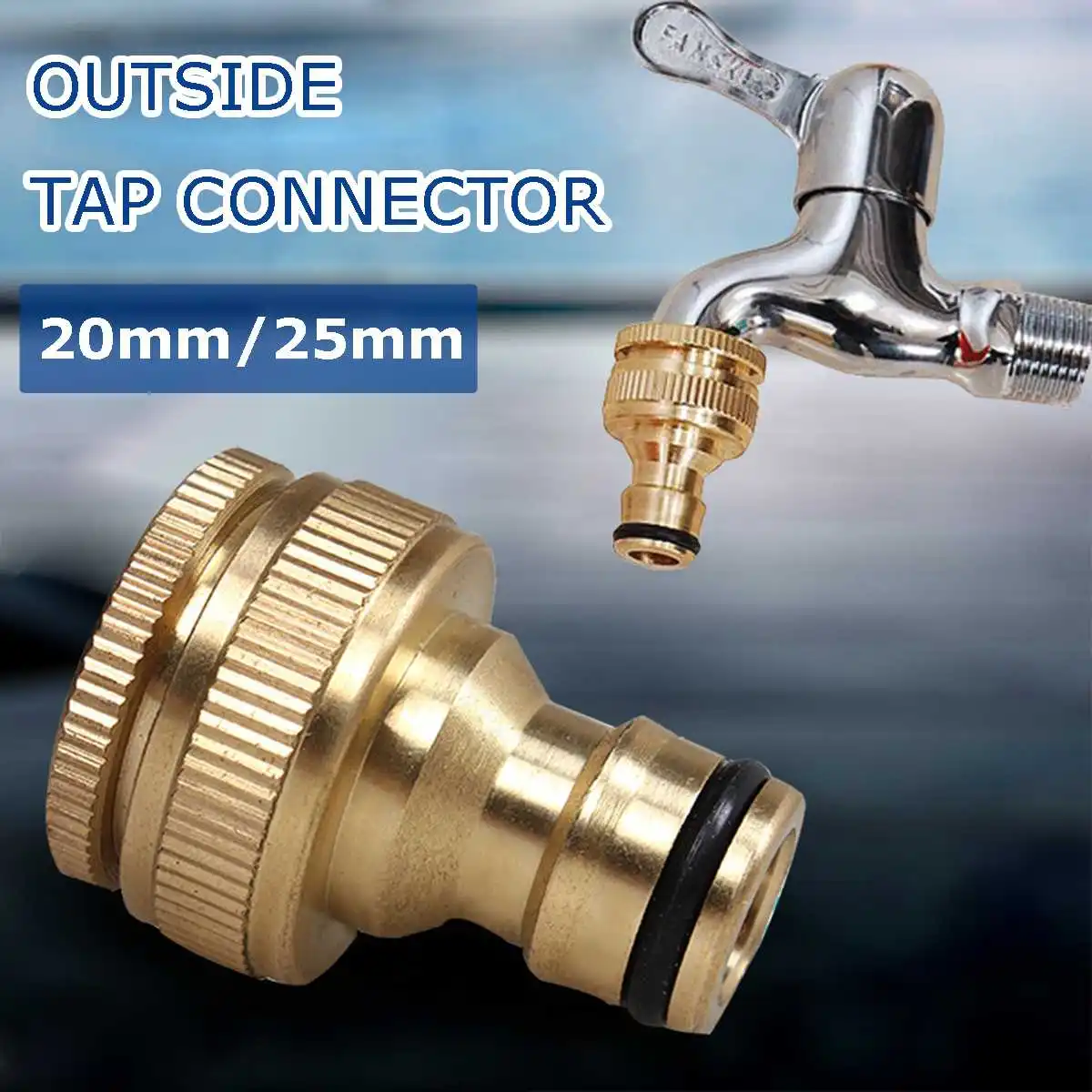 

1PCS Pure Brass Faucets Standard Outside Tap Connector Washing Machine Quick Connect Fitting Pipe Connections Size 20/25mm