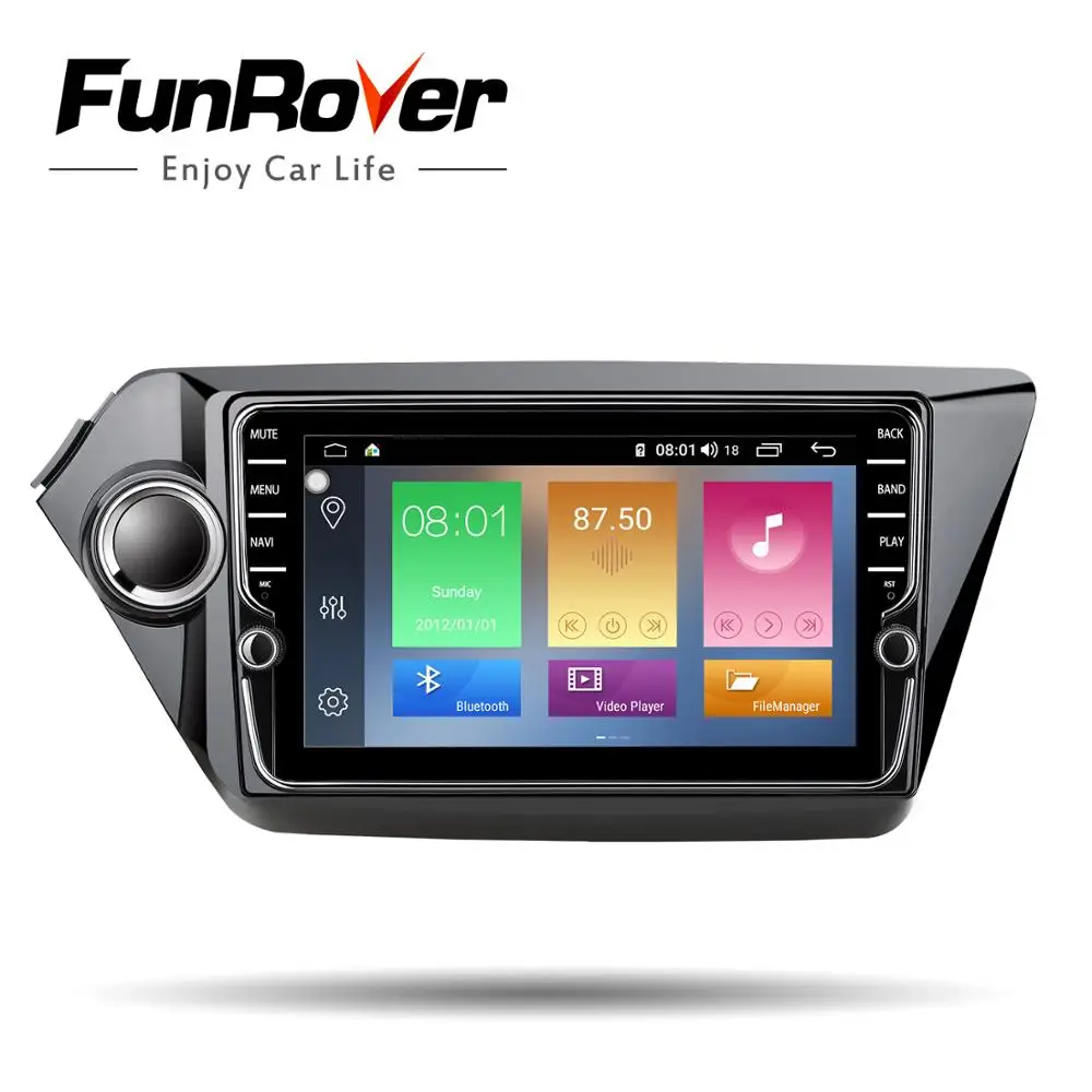 Cheap Funrover android 9.0 2 din car dvd multimedia player for Kia k2 rio 2011-2016 car radio gps navigation DSP split screen 4G+64G 4