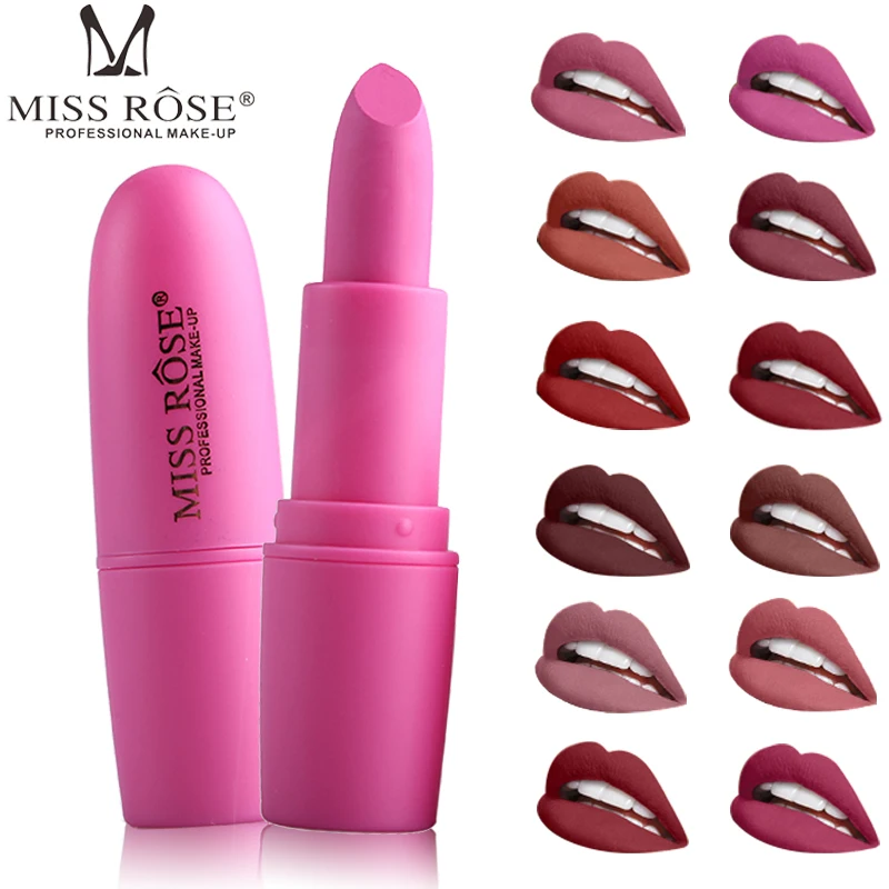 

MISS ROSE New Makeup 25 Colors Matte Lipstick Waterproof Long-lasting Makeup Beauty Lips Chil Monica