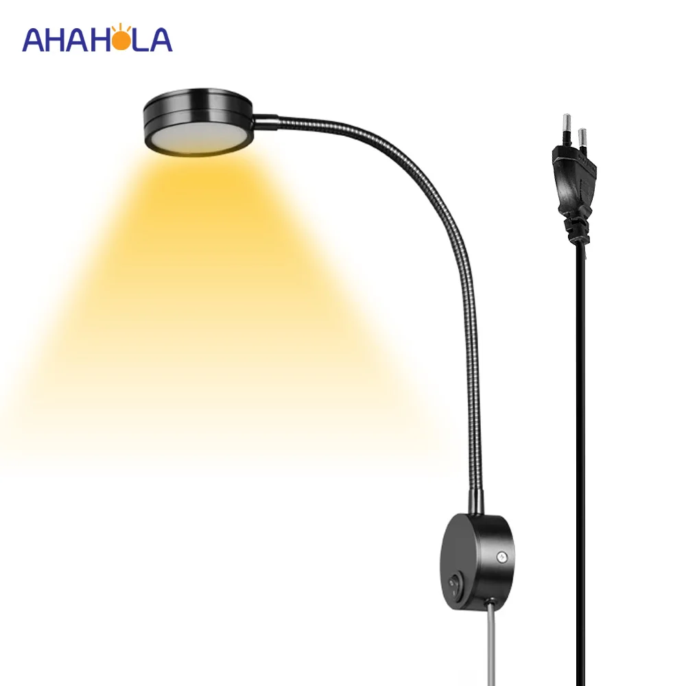 

5w Led Wall Light Bedroom Lamp Silver Black Aluminum Led Wall Lights for Bedroom Light Bedside Wall Lamp with Switch