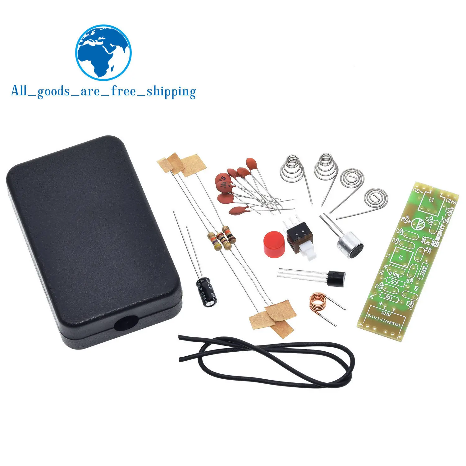 

FM Frequency Modulation Wireless Microphone Module 70-110MHz 1.5V Transmitter Board Parts Kits Electronic Suite + Shell DIY Kit