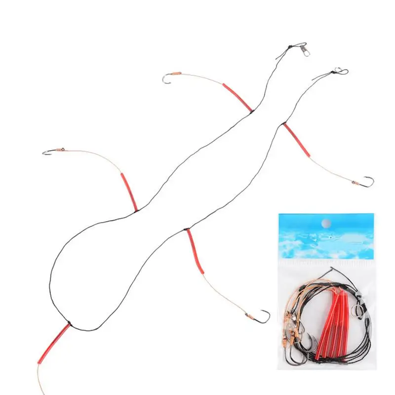 

Promotion 2PCS String Hook Set Tangle-Free String Hook Line Set With 5 Small Hooks For Sea Fishing Convenient For Hanging Baits