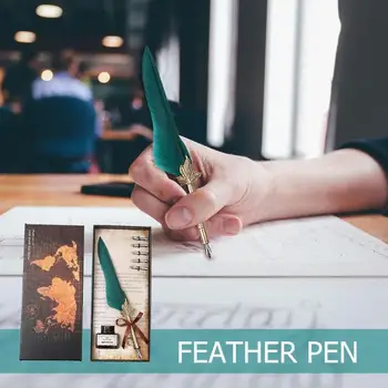 

Antique Gift Box Goose Feather Writing Quill Pen Calligraphy Fountain Pen Set Gifts for Young Girls