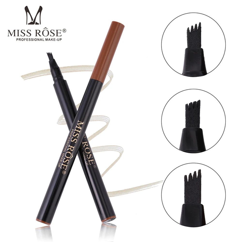 

MISS ROSE 4 Heads Fork Fine Make up Eyebrow Pencil Tattoo Pen Waterproof Long Lasting Tip Sketch for Makeup or Daily Use