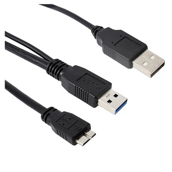 

0.5m High Speed Dual USB 3.0 A Male to Micro B Y Cable Move Hard Disk Cable Black