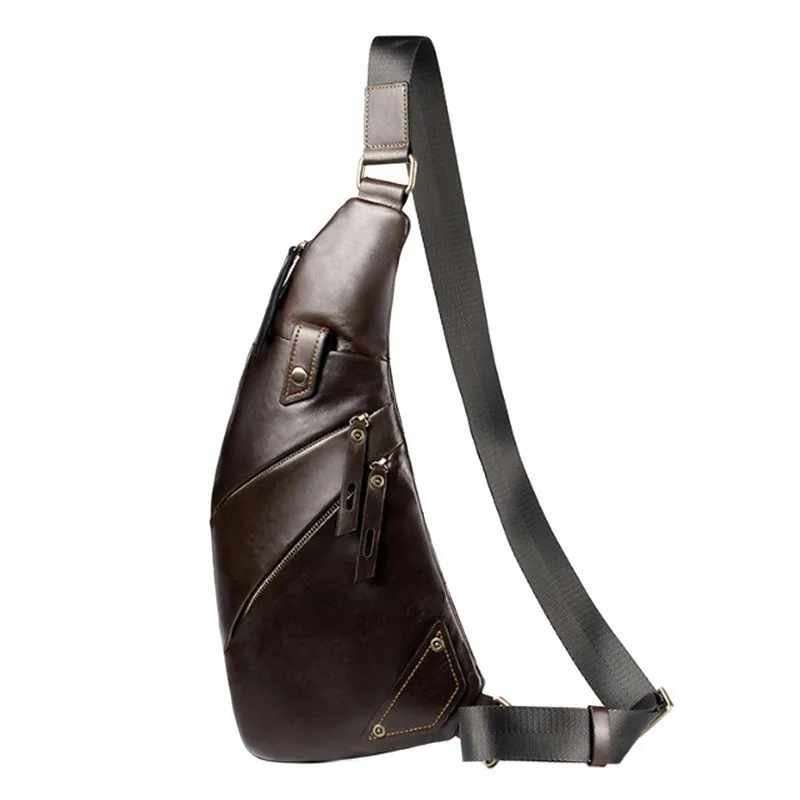 

Men Genuine Leather Vintage Sling Bag Back Pack Cross Body Messenger Shoulder Chest Pack Bags Daypack Travel Hiking Outdoor Bags
