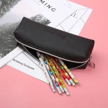 

High Grade Simple Black Pencil Case High Capacity Business Pencilcase For Kids School Office Supplies Creative Stationery