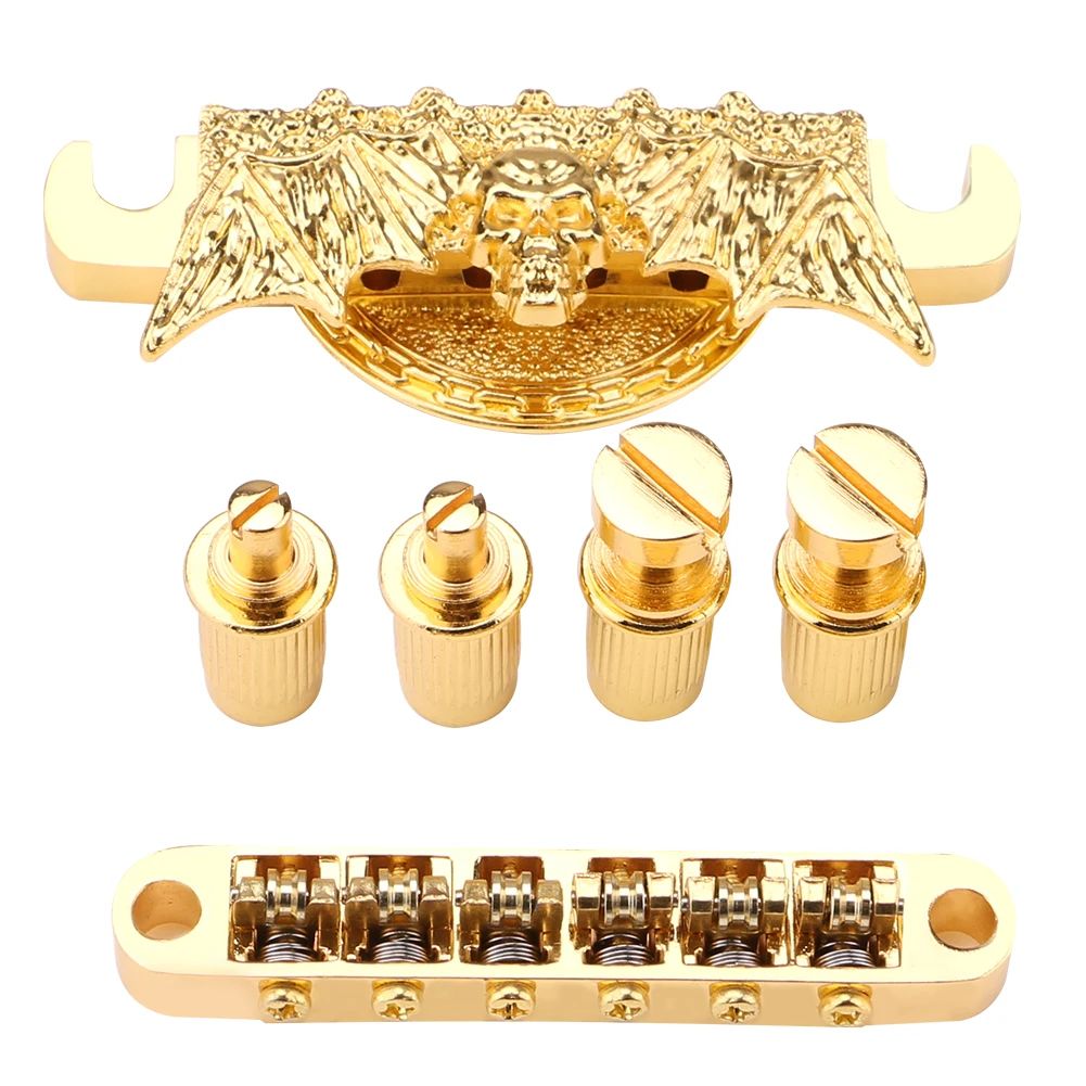 US $12.79 1 Set Guitar Bridge Locking Roller mounting stud Bridge And Tailpiece Chrome Set For LP Electric Guitar Replacement Accessory