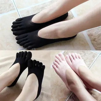 

Women Five Finger Toe Solid Seamless Low Cut Ankle Boat Socks Hosiery