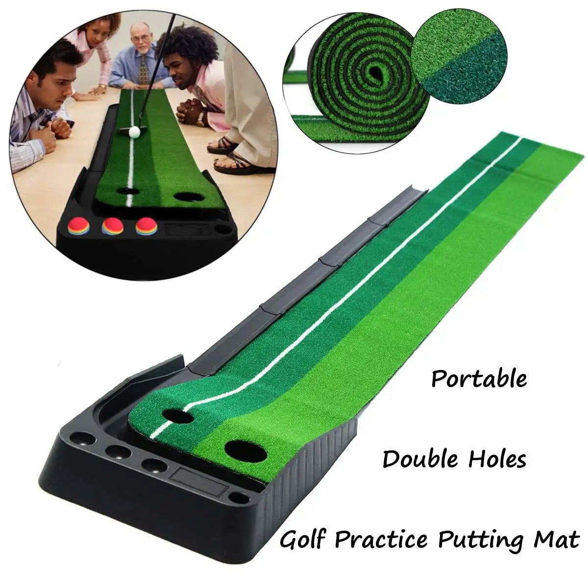 

Indoor Golf Putter Trainer Set Golf Practice Putting Mat Golf Green Trainer Chippin Driving Hitting Synthetic Golf Turf