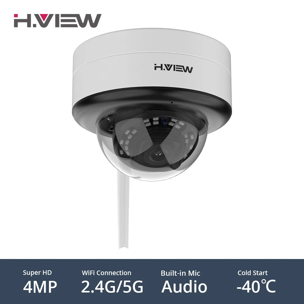 

H.VIEW 4MP IP Camera Wifi Outdoor Indoor 2.4G 5G IP Cameras Wifi Onvif Smart IR CCTV Camera Outdoor CCTV Cameras with Mic