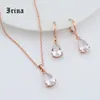 Irina 1Set Rose Gold Color AAA Oval Cut cubic zirconia  Charming necklace Cute pendant drop earrings jewelry set ► Photo 2/6